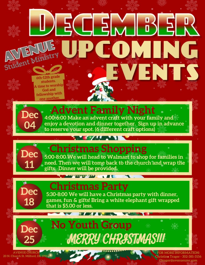 Calendar for December Events